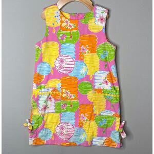 Lilly Pulitzer VIntage Party Lights Chinese Lantern Shift Dress Girls 6 Yrs
